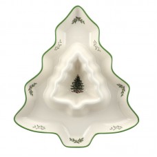 Spode Christmas Tree Shaped Chip and Dip Platter SPD2286